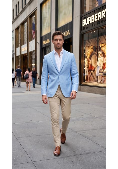 Giacca sartoriale azzurro chiaro Tagliatore in misto lana, seta e lino  Made in Italy TAGLIATORE | GIACCHE | 1SMC22K 440062I3225